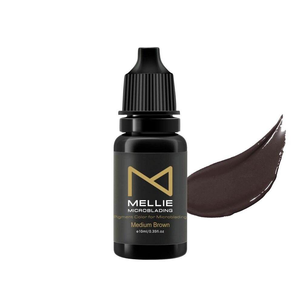 Mellie Microblading Pigment Medium Brown 10 ml/.35 fl oz No Mixing Long Lasting